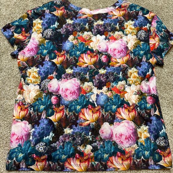 Sandro All Over Floral Tee Shirt Size 2 - Picture 3 of 4